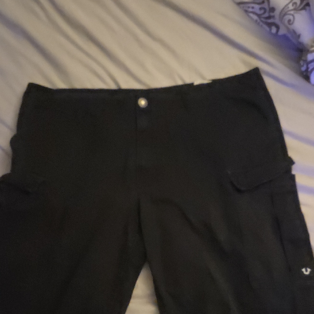 True Religion Black Cargo Shorts for Men